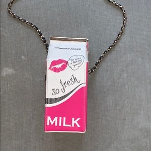 Betsey Johnson Milk Carton shoulder bag.